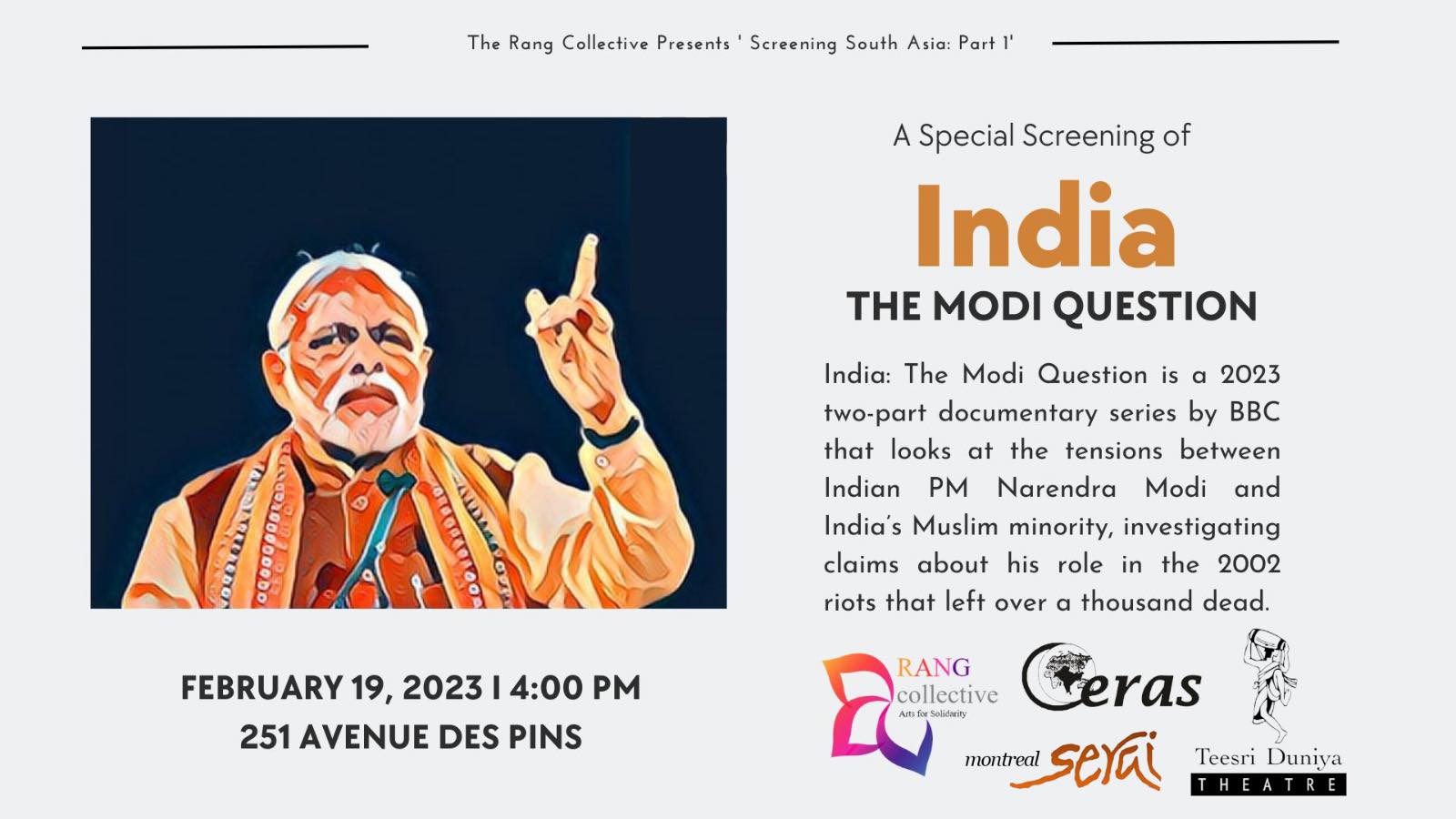 Poster for Modi documentary screening